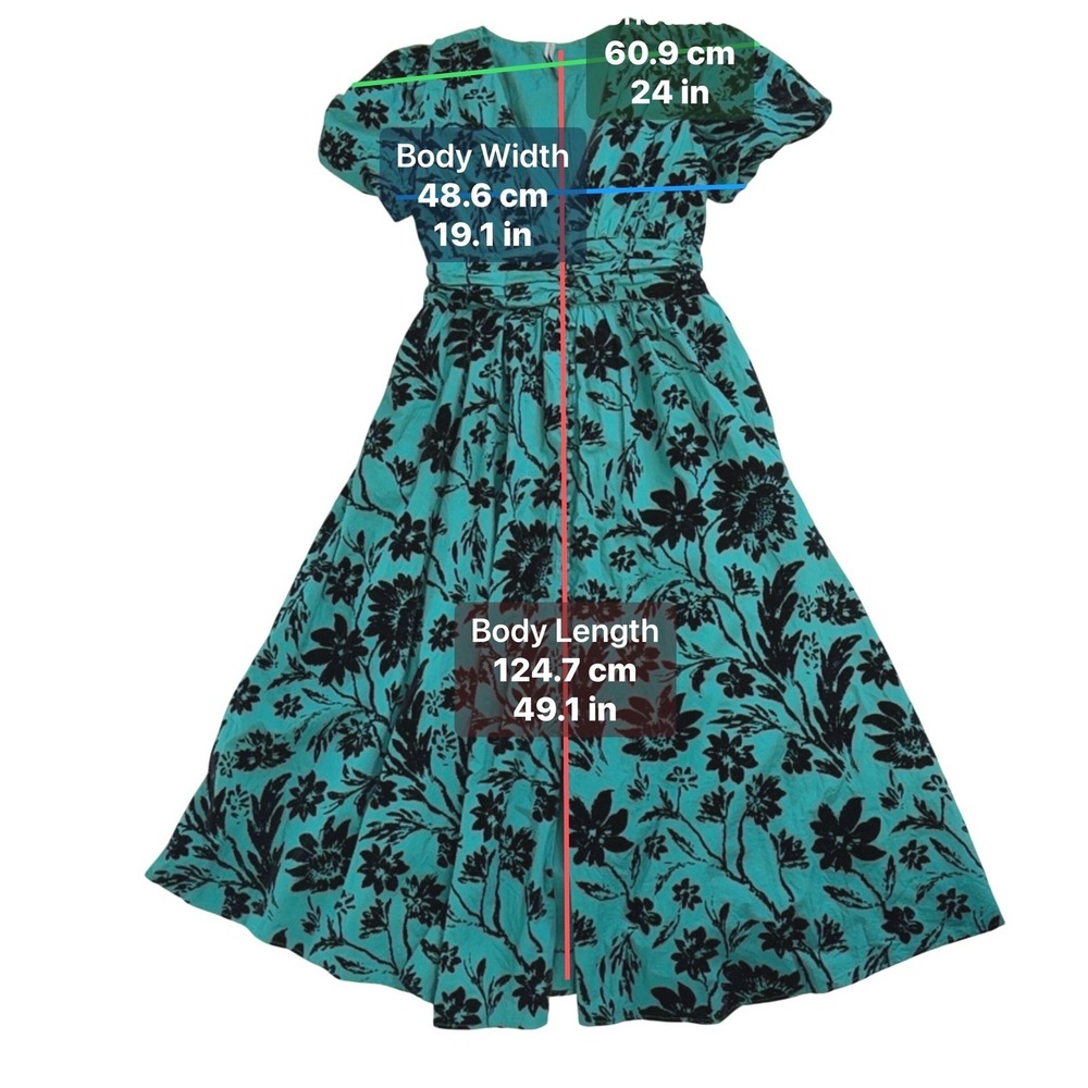 Anthropologie Katerina Whimsigoth Midi   Emerald Green Black Floral Burnout M - Picture 8 of 8